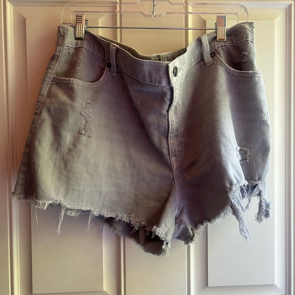 Aerie Gray Distressed Jean Shorts
